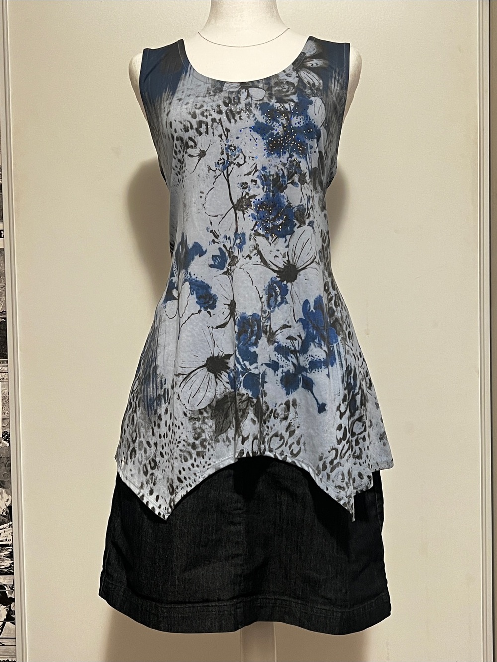 NWD Blue cheetah floral Y2K Neck Tank
